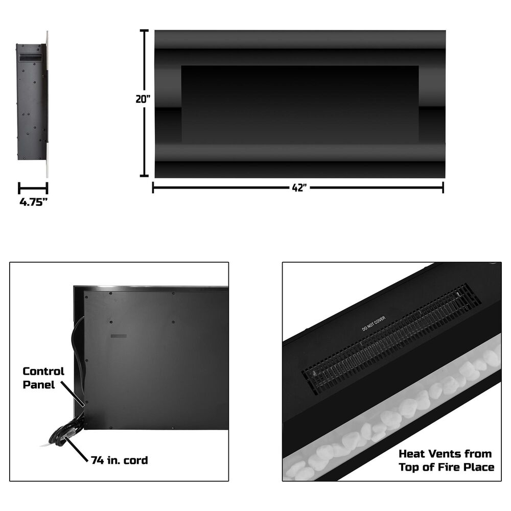 Timberlake Northwest 42&quot; Fire and Ice Wall Mount Electric Fireplace in Black, , large