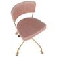 Lumisource Tania Task Chair with Pink Velvet Cushion in Gold, , large
