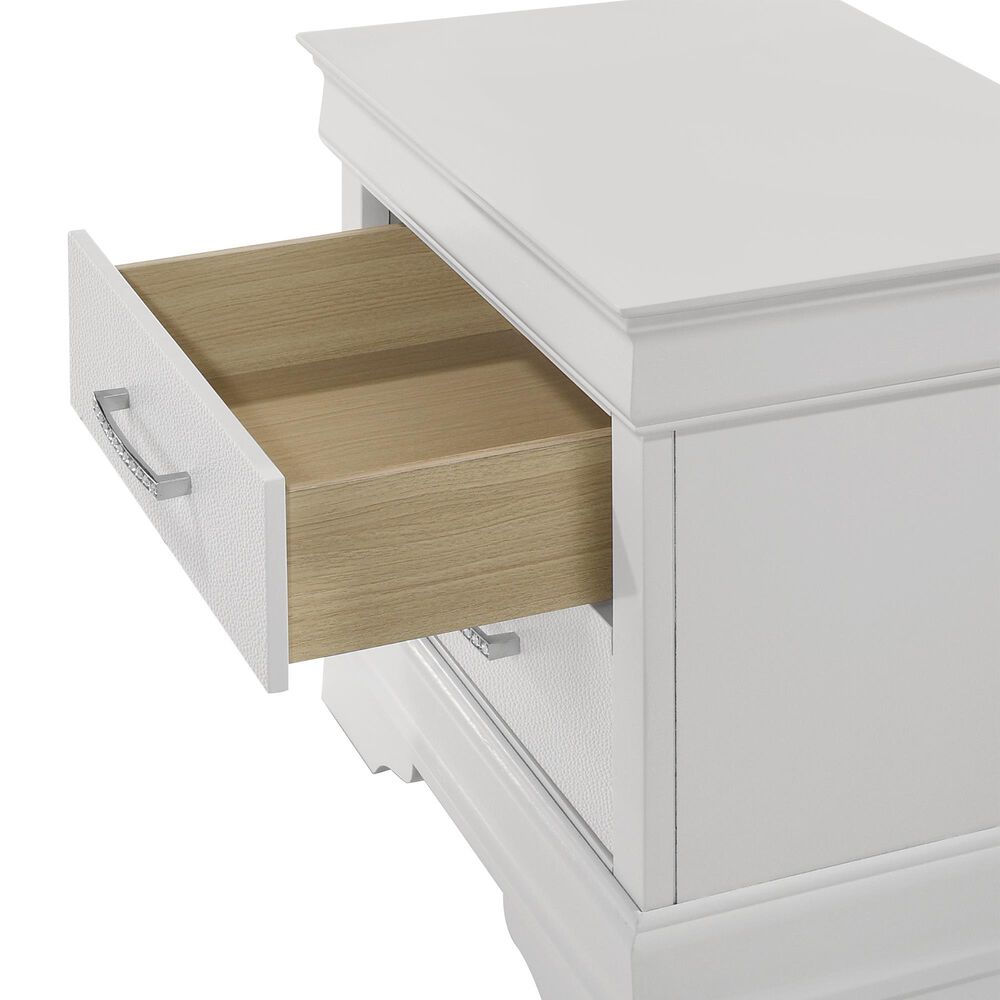 Crown Mark Amalia 2-Drawer Nightstand in White, , large