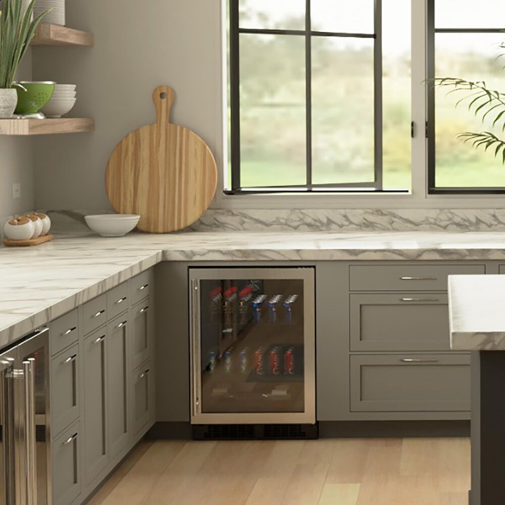 Marvel 5.5 Cu. Ft. 24&quot; Built-In Beverage Center with 3-In-1 Convertible Shelves in Stainless Steel Frame Glass, , large