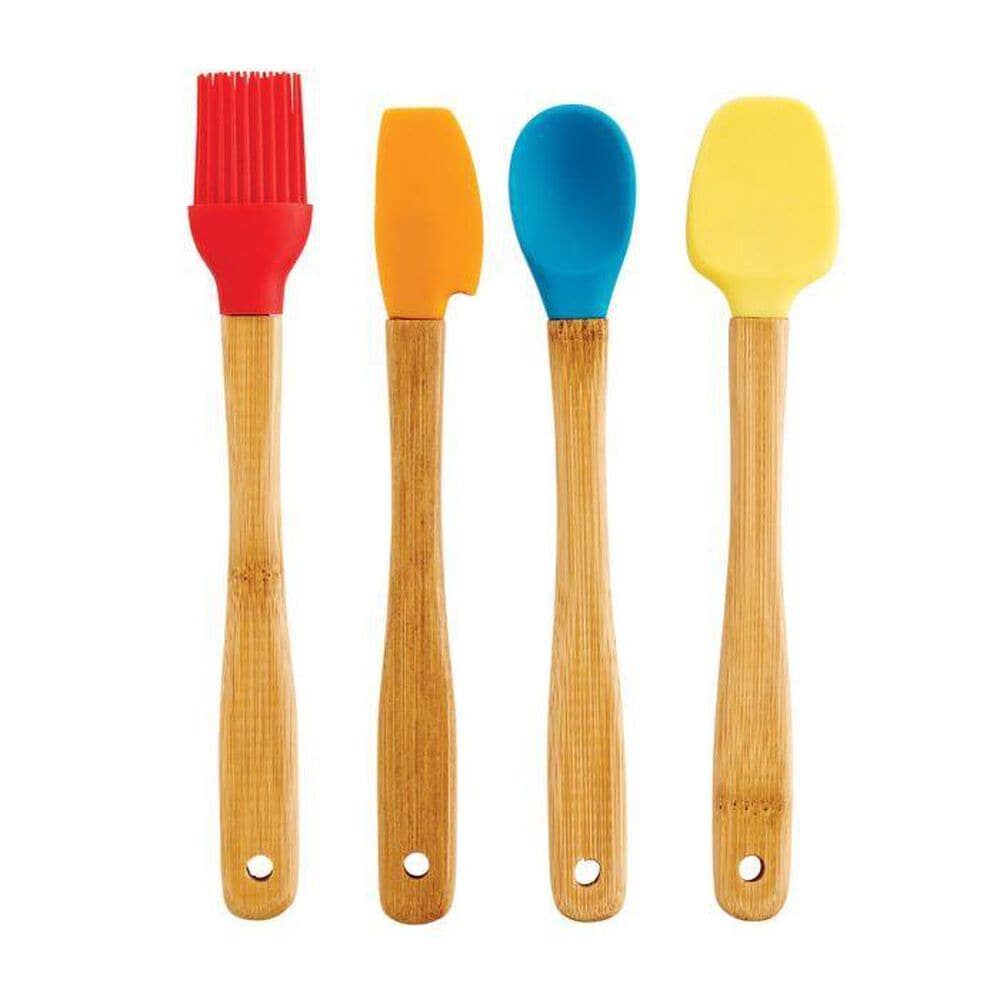 Mrs. Anderson"s 4-Piece Baking Mini Bamboo Tools Set in Red, Orange, Yellow and Blue, , large