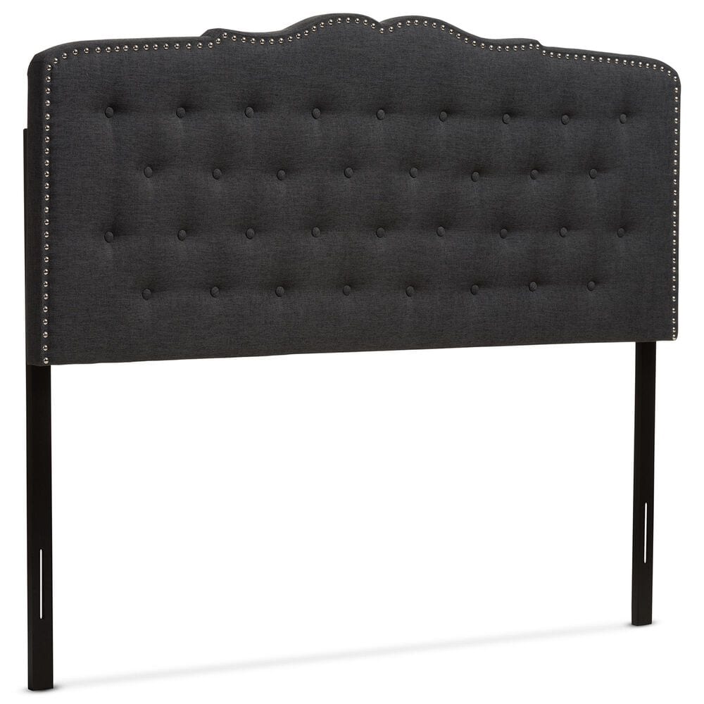 Baxton Studio Lucy Queen Panel Headboard in Dark Grey, , large
