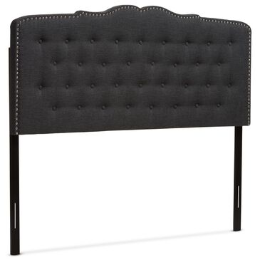 Baxton Studio Lucy Queen Panel Headboard in Dark Grey, , large