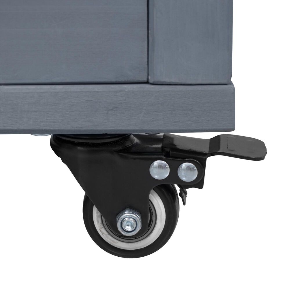 Hearth and Haven Outdoor Kitchen Island Cart with Stainless Steel Top in Grey and Blue, , large