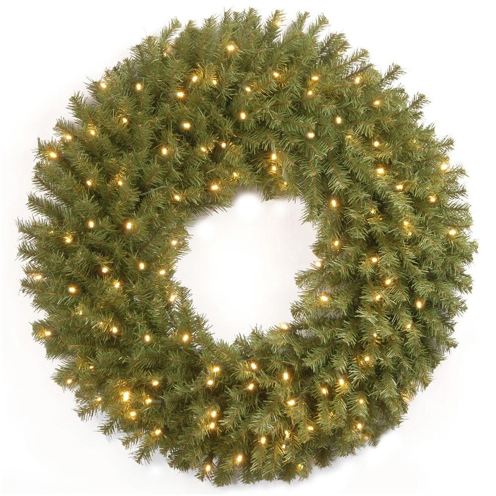 National Tree 30" Norwood Fir Wreath with Battery Operated Warm White LED Lights, , large