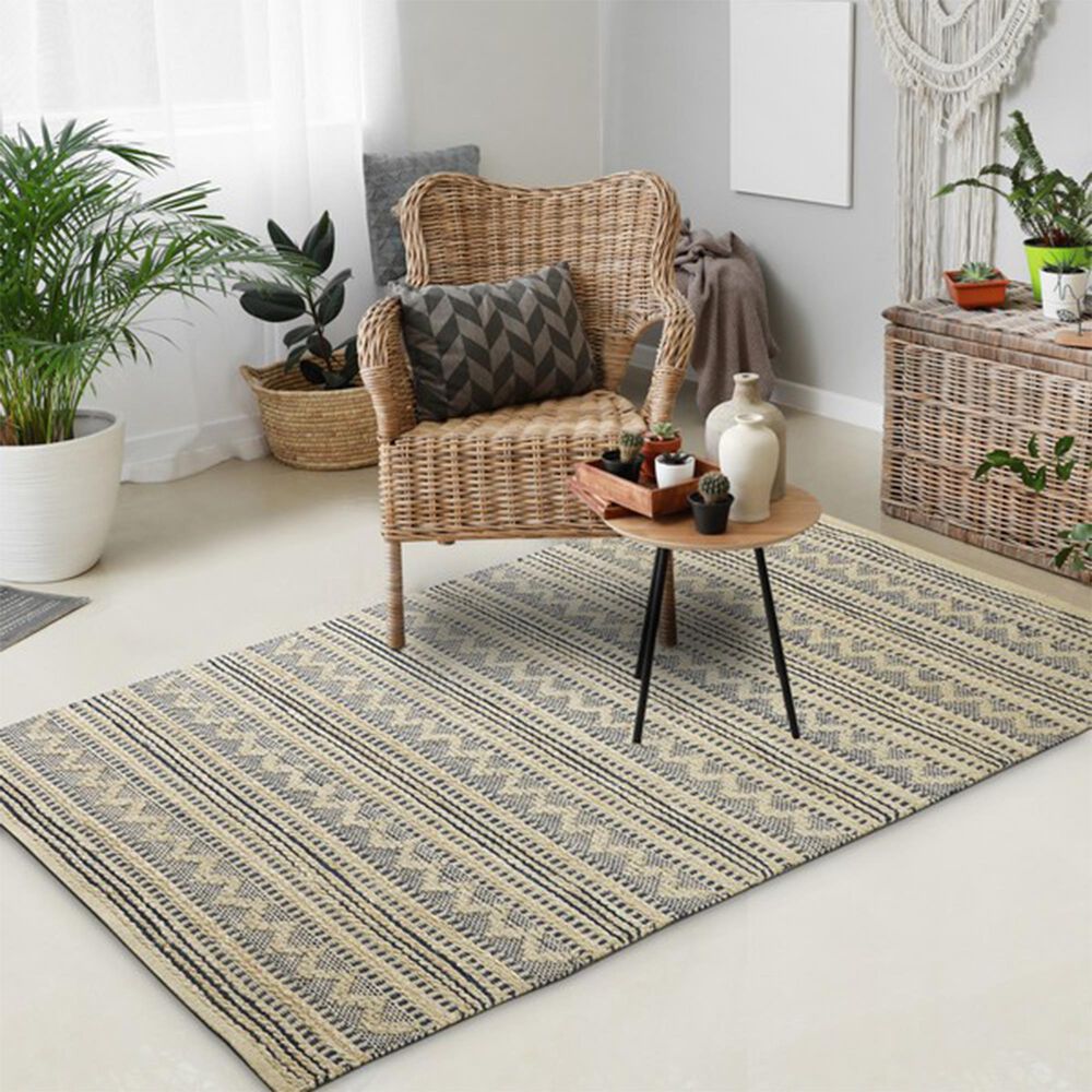 L&amp;R Resources Earth 7&#39;9&quot; x 9&#39;9&quot; Navy and Off White Area Rug, , large