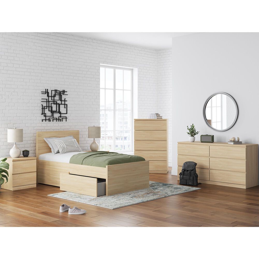 Ashley Onita Twin Panel Platform Bed with 1 Side Storage in Natural, , large