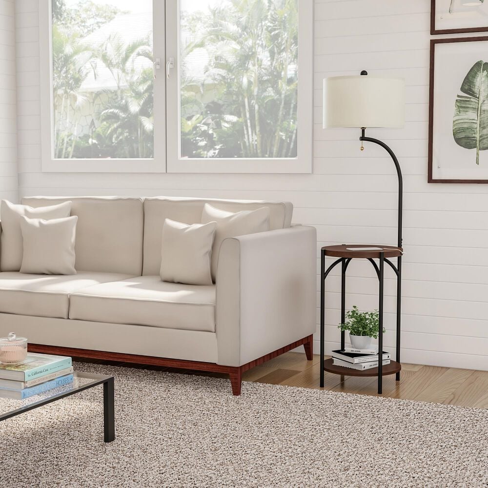 Timberlake Rustic Modern Floor Lamp with Side Table and USB Charging Ports, , large
