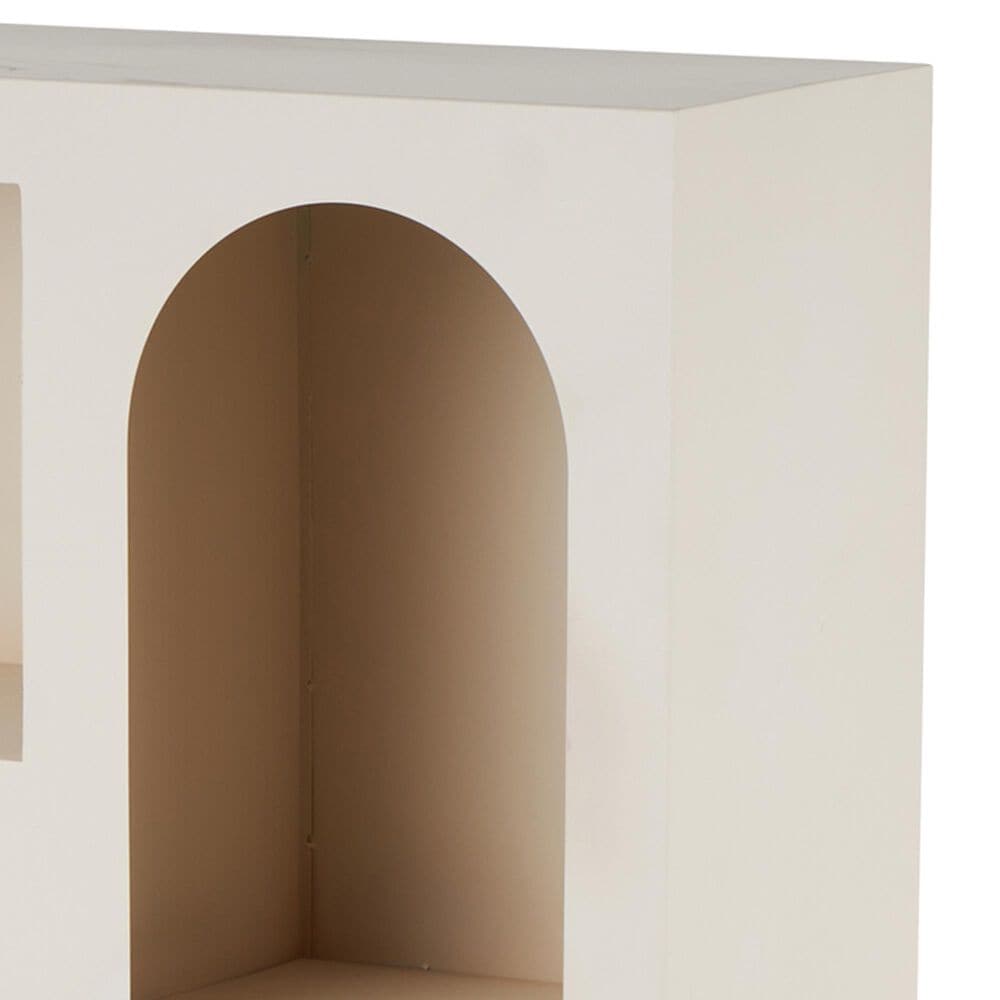 Maple and Jade 5-Shelf Geometric Storage Shelving Unit in Matte Cream, , large