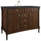 James Martin Kinnsden 48" Single Bathroom Vanity in Sable Oak with 3 cm Charcoal Soapstone Silestone Top and Rectangular Sink, , large