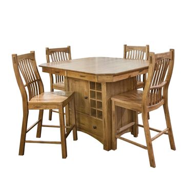 A-America Laurelhurst Rustic Oak 5-Piece Gathering Height Dining Set, , large