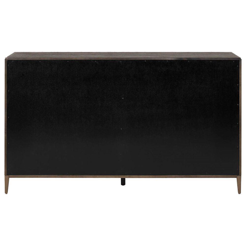 Furniture Worldwide Montclair 6-Drawer Dresser and Mirror in Medium Brown and Smoked Gold, , large