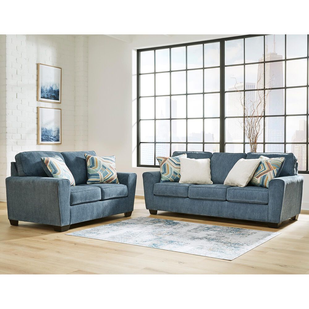 Ashley Cashton Stationary Sofa and Loveseat Set in Blue, , large