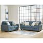 Ashley Cashton Stationary Sofa and Loveseat Set in Blue, , large