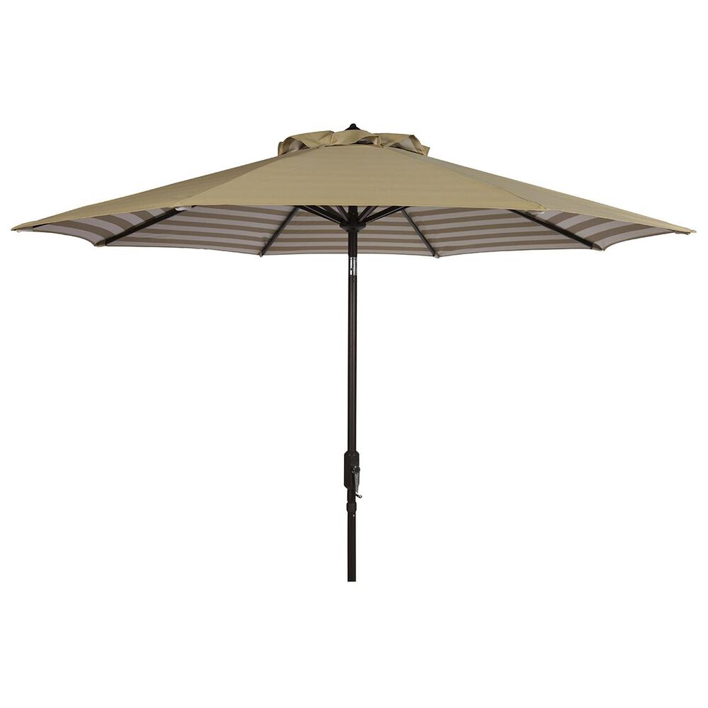 Safavieh Athens 9 ft. Auto Tilt Crank Umbrella in Beige and White, , large