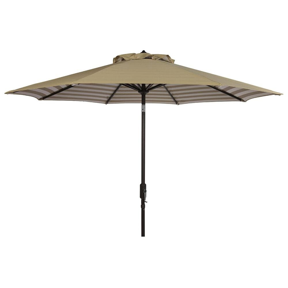 Safavieh Athens 9 ft. Auto Tilt Crank Umbrella in Beige and White, , large