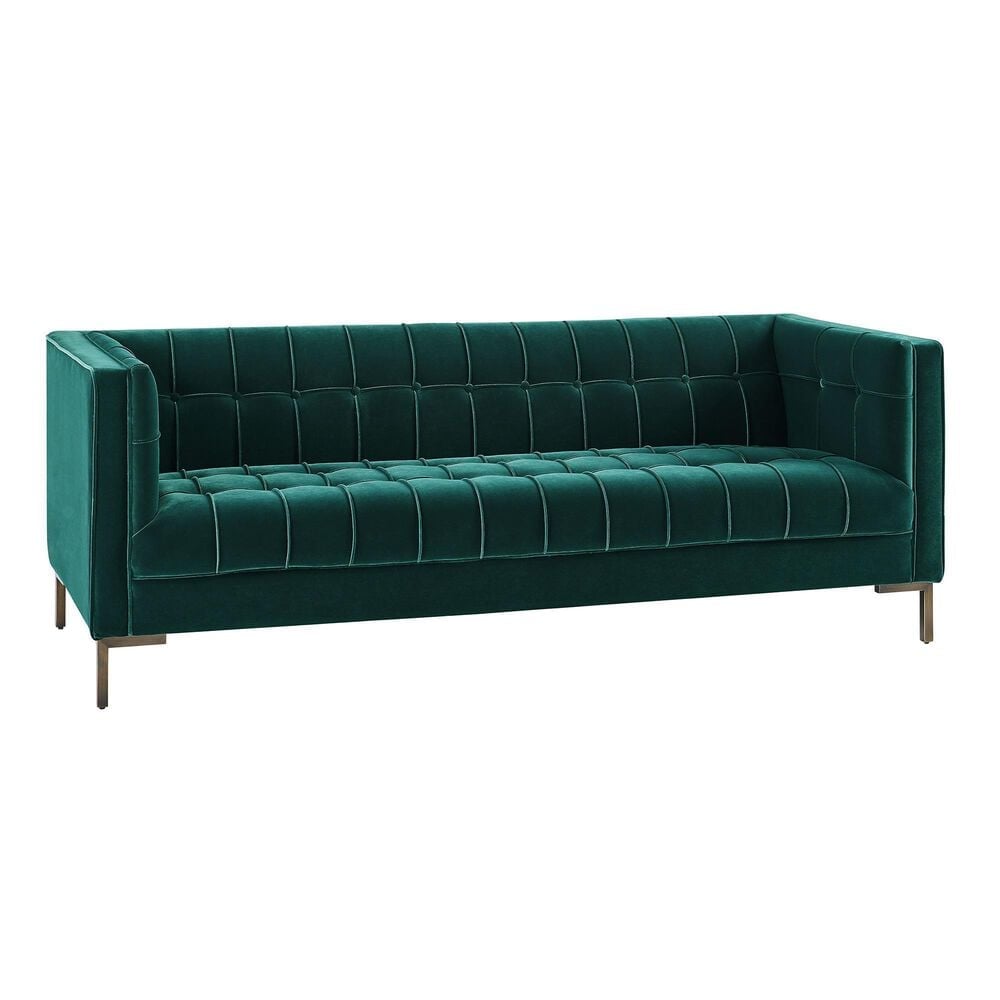 37B Isaac Stationary Sofa in Green Velvet, , large