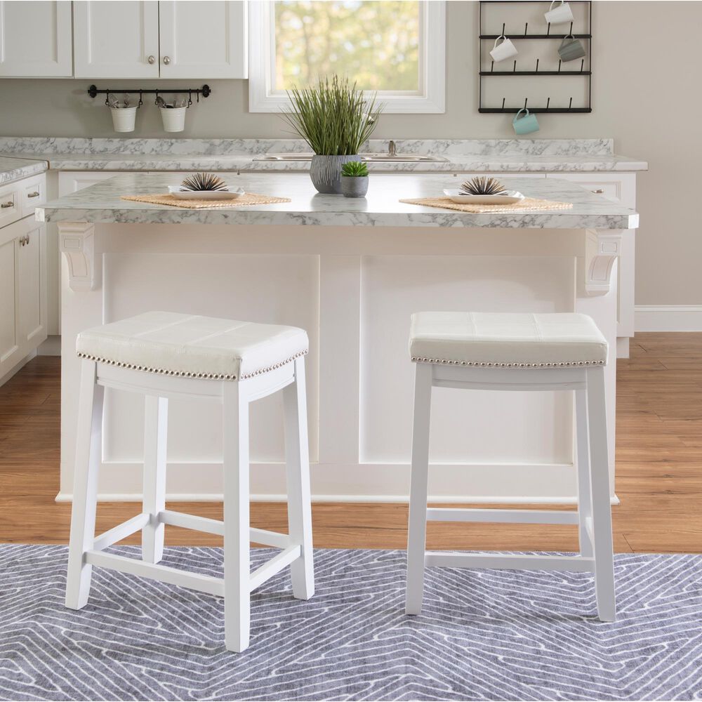 Linon Home Decor Claridge Counter Stool in White, , large