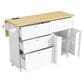 HOMLUX Farmhouse Kitchen Island with Drop Leaf and 2 Stools in White, Natural, Black and Rustic Brown, , large