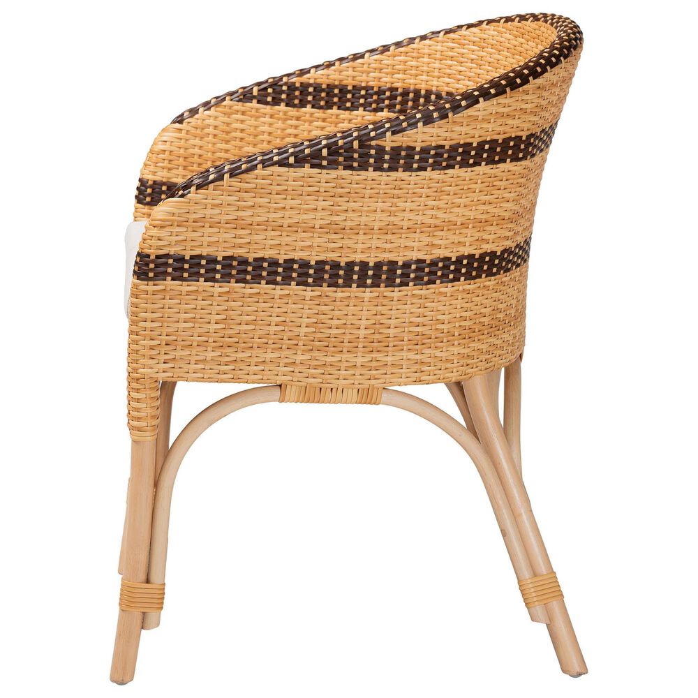 Baxton Studio Elma Arm Chair in Natural Brown and Dark Brown, , large
