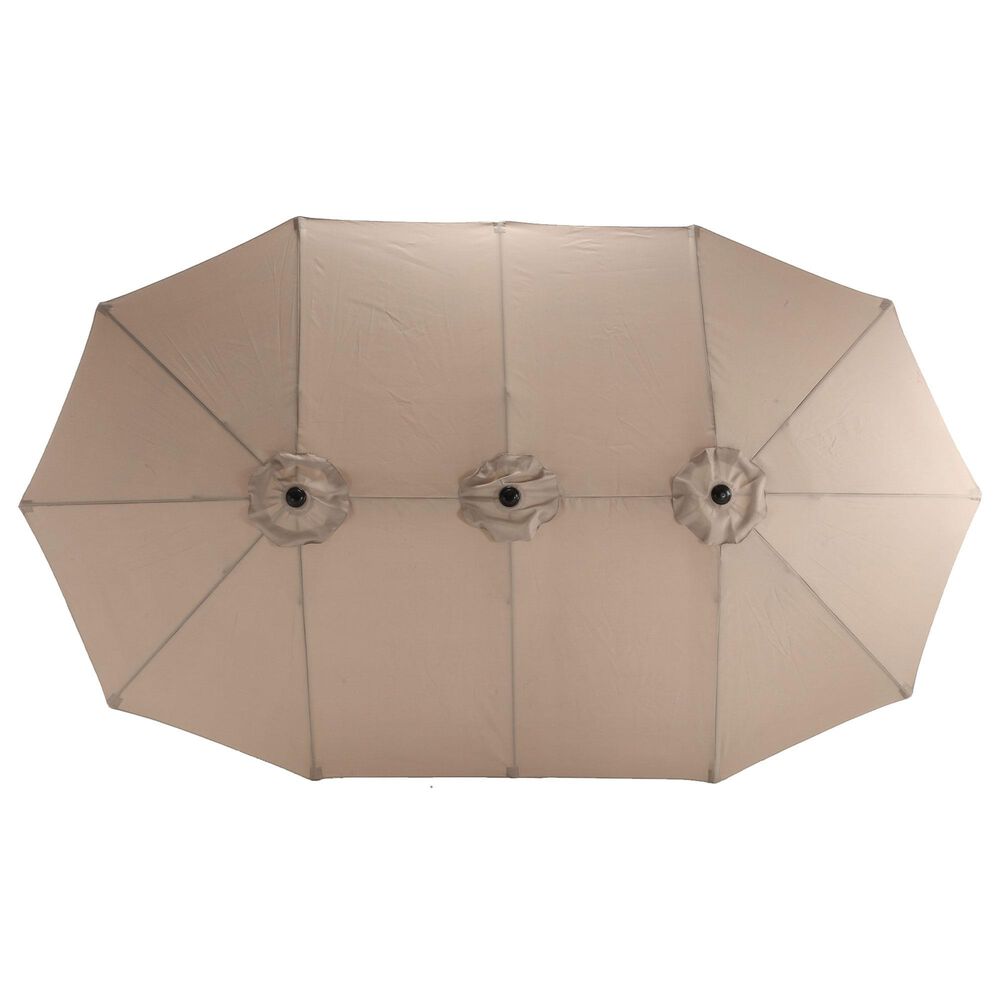 Hearth and Haven 14.8&#39; Double Sided Outdoor Umbrella without Base in Khaki, , large