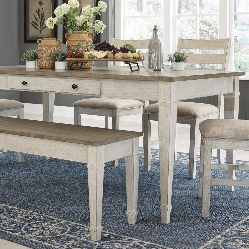 Ashley Skempton Dining Table in White and Light Brown - Table Only, , large