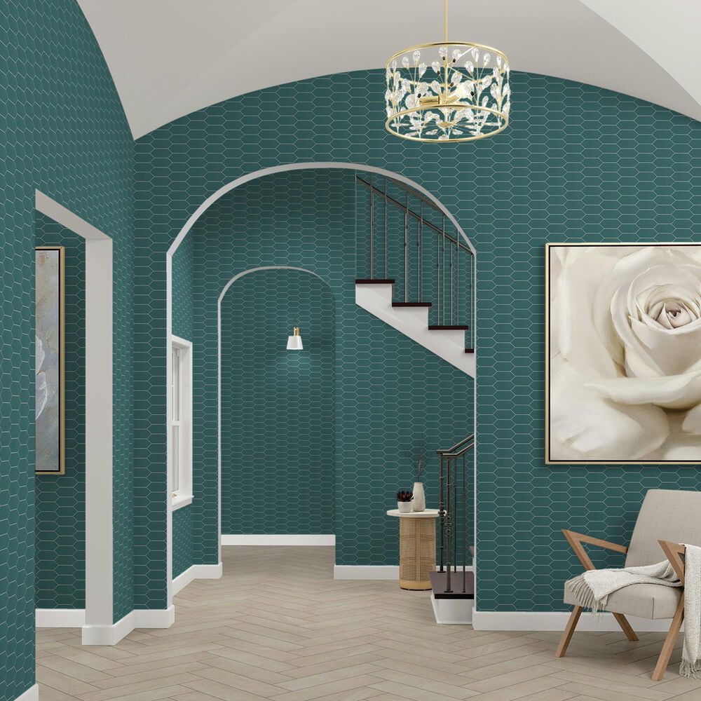 Dal-Tile Mythology Aura 2&quot; x 5&quot; Picket Undulated on 11.125&quot; x 12.25&quot; Ceramic Mosaic Sheet, , large