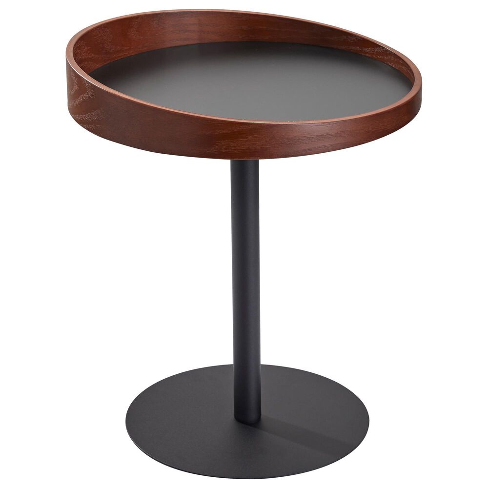 Adesso Crater End Table in Black and Walnut, , large