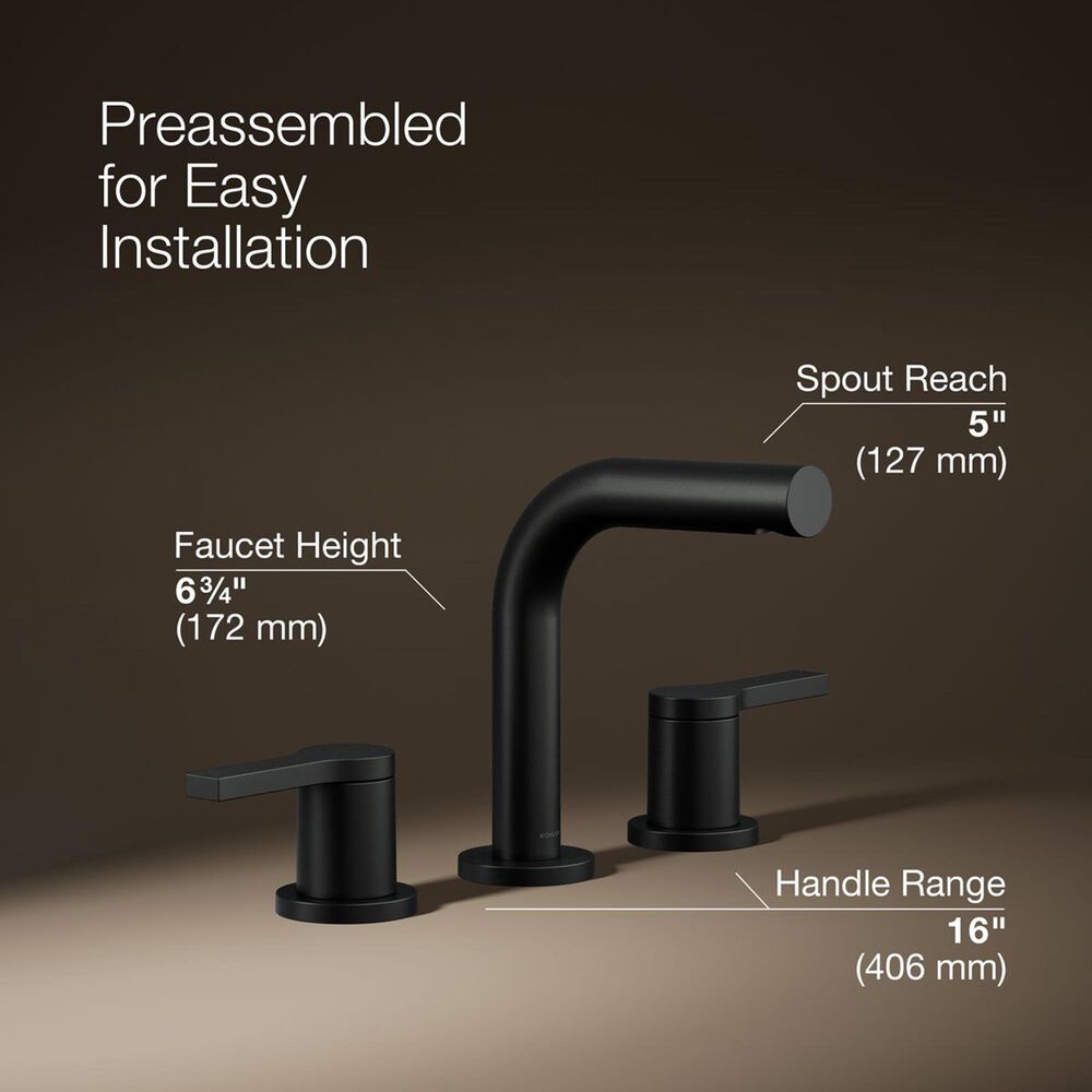 Kohler Elate Widespread Bathroom Sink Faucet in Matte Black, , large