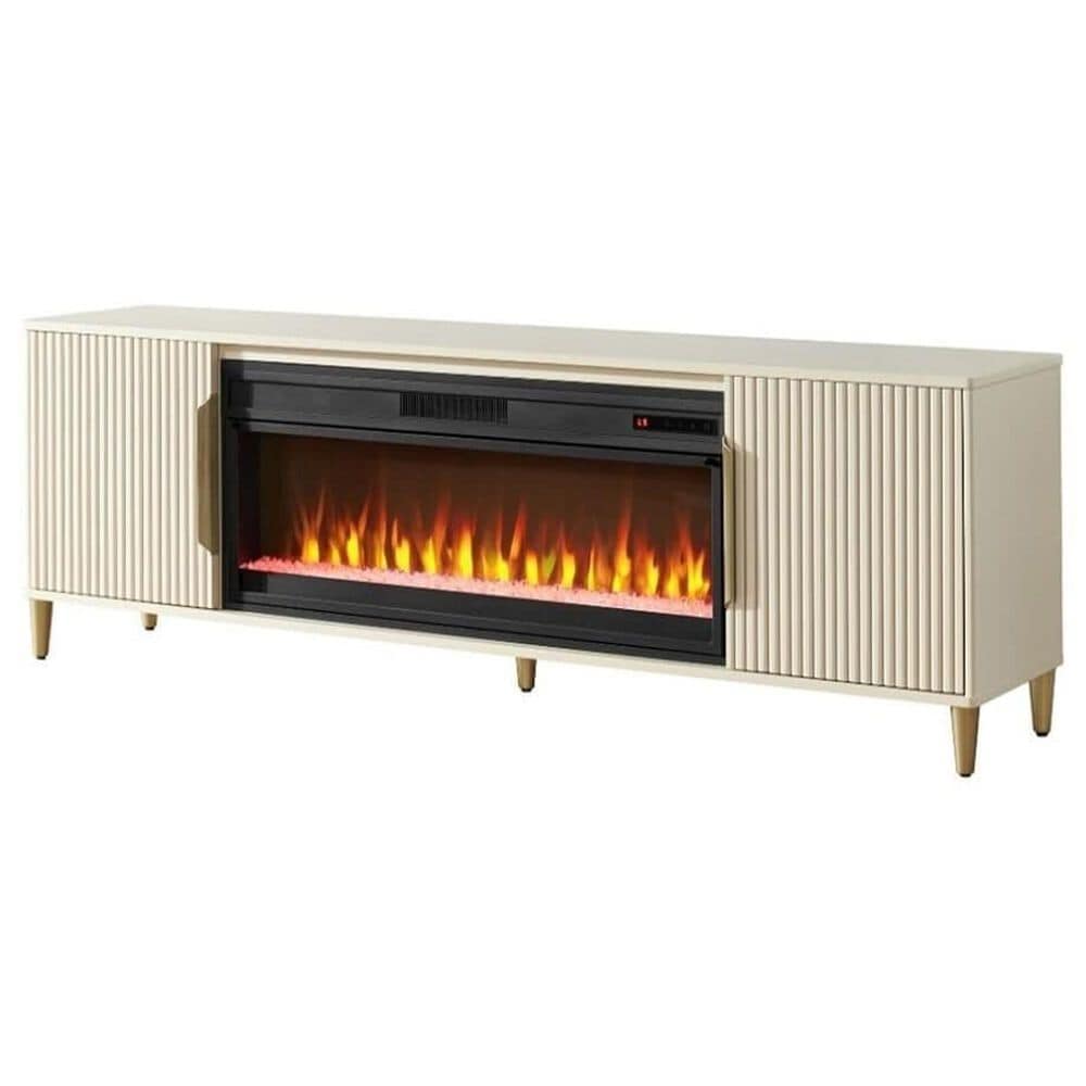 Ironleaf Zanzibar TV Stand with Fireplace in Oyster Pearl, , large