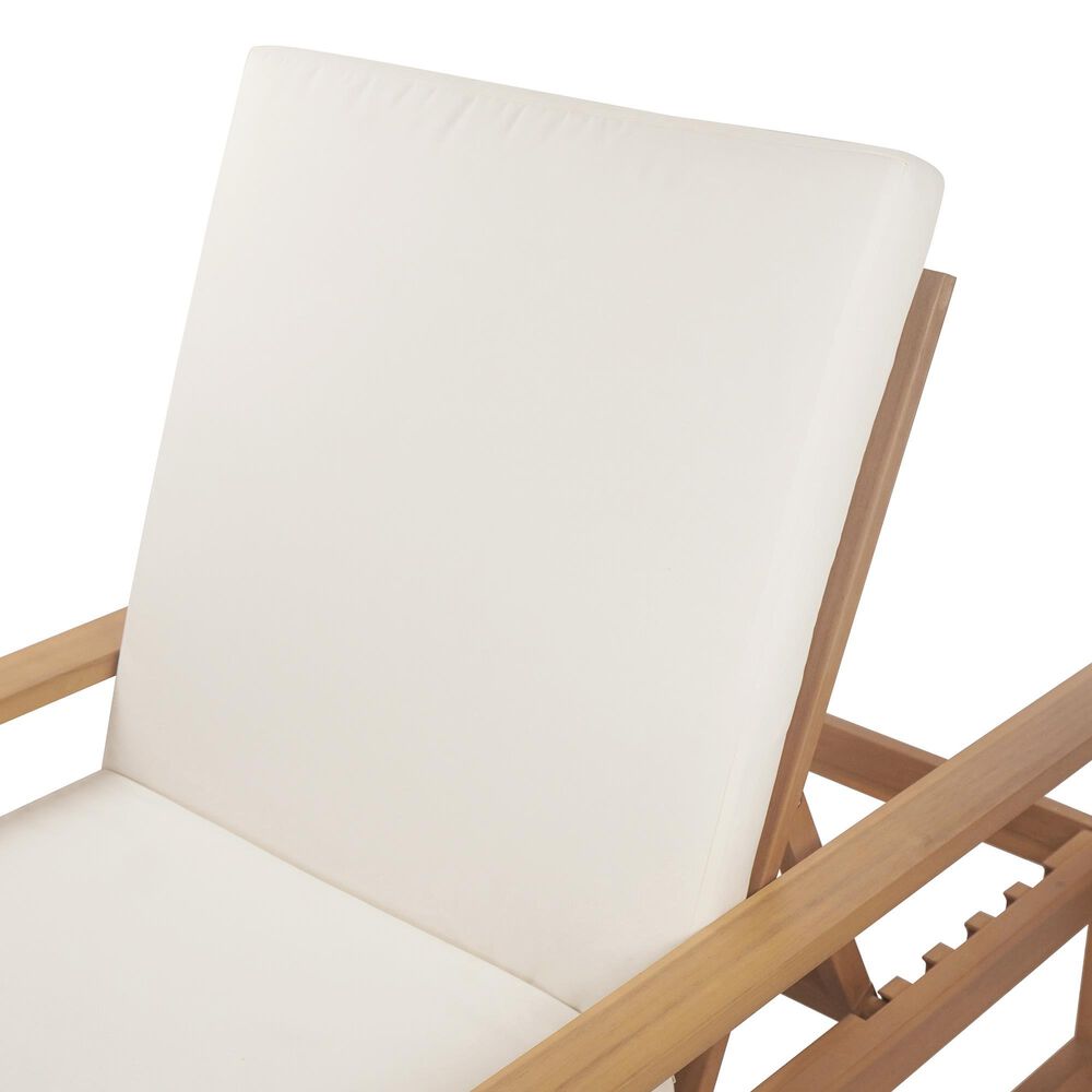 HOMLUX Adjustable Outdoor Chaise Lounge with Armrests and Light Teak Frame in Beige (Set of 2), , large