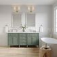 James Martin Vanities Brittany 72" Double Bathroom Vanity in Smokey Celadon with Single Hole 3 cm White Zeus Quartz Top and Rectangular Sinks, , large