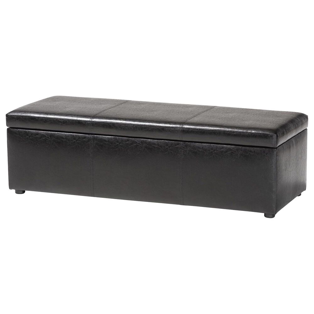 Baxton Studio Dennehy Storage Ottoman in Black, , large