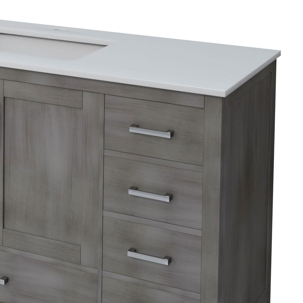 Lexora Home Jacques 84&quot; Double Bathroom Vanity in Distressed Grey with 2 cm White Quartz Top and Rectangular Sinks, , large