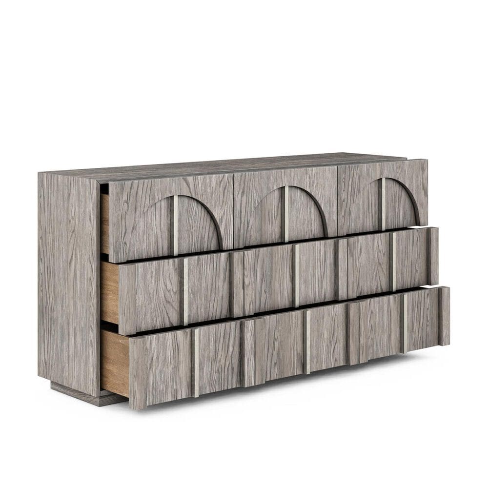 Vantage Vault 6 Drawer Dresser and Mirror in Mink Gray, , large