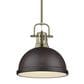 Golden Lighting Duncan 1-Light Pendant with Rod and Rubbed Bronze Shade in Aged Brass, , large