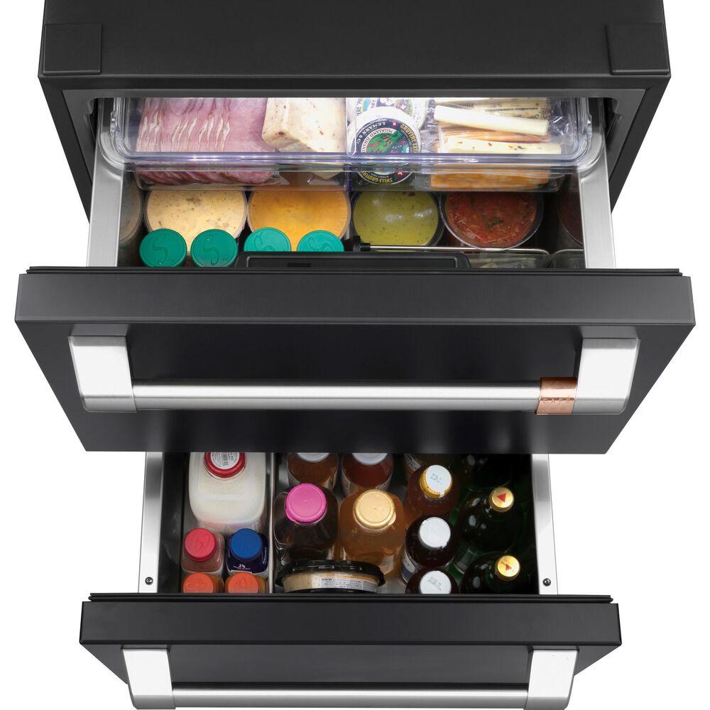 Cafe 5.7 Cu. Ft. Built-In Dual-Drawer Refrigerator in Matte Black and Brushed Stainless Handles, , large