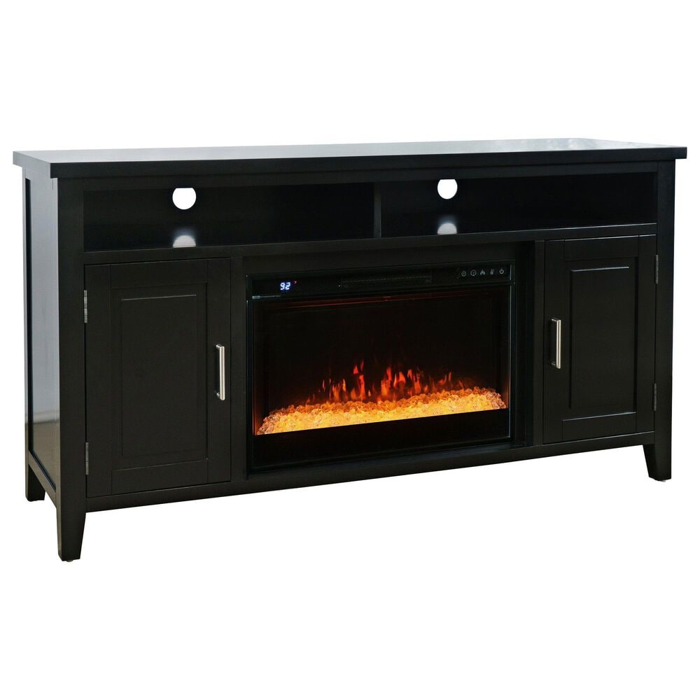 Jofran Urban Icon 60" Electric Fireplace Media Console in Black, , large