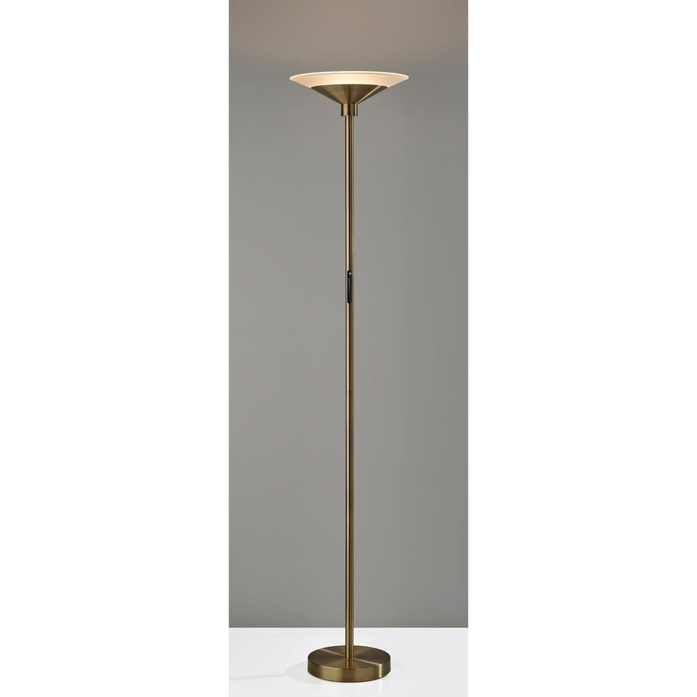 Adesso Solar LED Torchiere in Antique Brass, , large