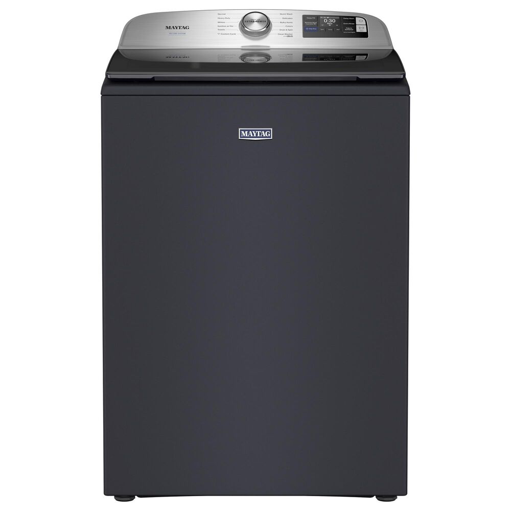 Maytag 5.2 Cu. Ft. Smart Pet Pro Top Load Agitator Washer and 7.4 Cu. Ft. Smart Gas Top Load Dryer Laundry Pair in Midnight Steel, , large
