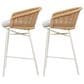 Hearth and Haven Santorini Outdoor Barstool with Wicker Backrest and Cushions in Beige (Set of 2), , large