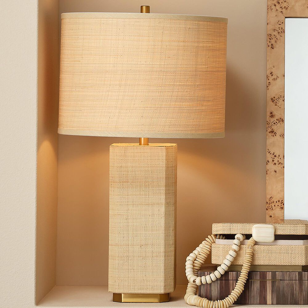 Splendor Living Yardcrest Table Lamp in Natural and Antique Brass, , large