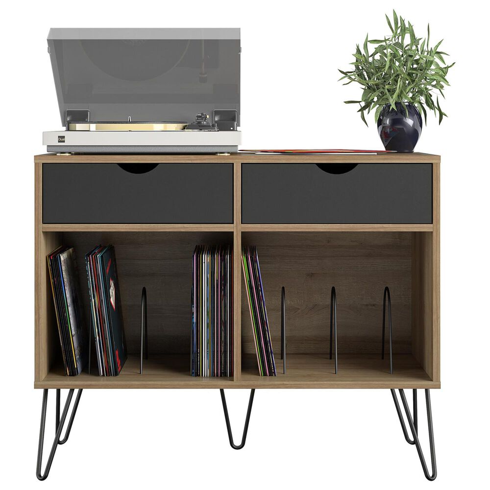 DHP Concord 40&quot; Turntable Stand in Reclaimed Oak, , large