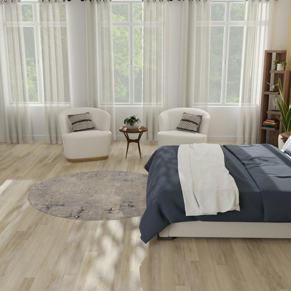 Nourison Rustic Textures Grey and Beige 5&#39;3&quot; Round Area Rug, , large