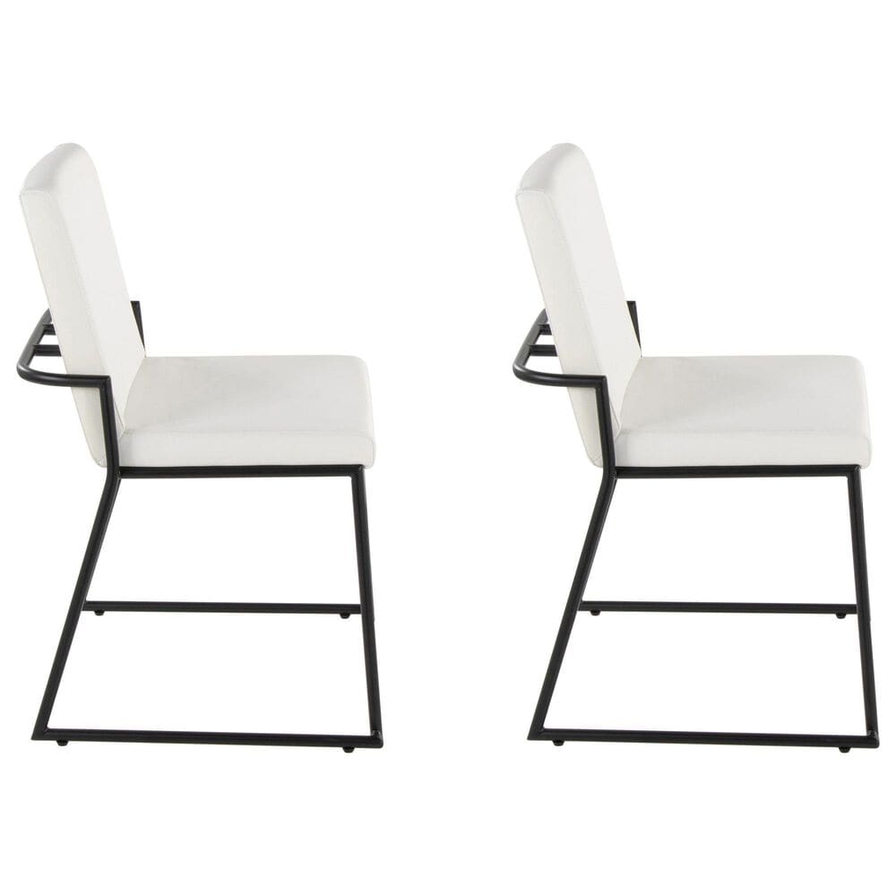LumiSource Dutchess Side Chair with White Faux Leather Cushion in Black (Set of 2), , large