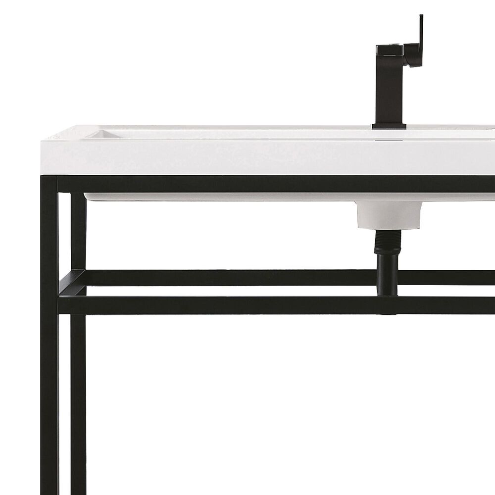 James Martin Vanities Boston 39.5&quot; Single Bathroom Vanity in Matte Black with 3 cm White Glossy Resin Countertop and Rectangular Sink, , large