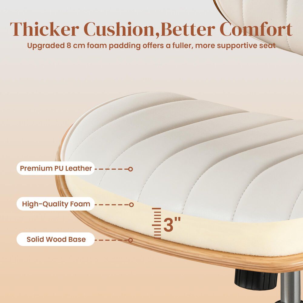 HOMLUX Ergonomic Swivel Office Chair with Vertical Channel-Tufted Cushion in White, , large