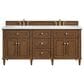 James Martin Vanities Lorelai 72"Double Vanity in Mid-Century Walnut with 3 cm Arctic Fall Solid Surface Top, , large