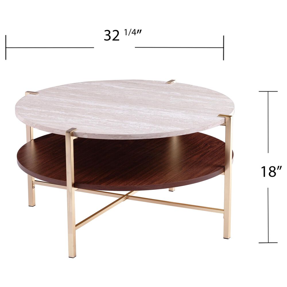 Southern Enterprises Ardmillan Coffee Table in Brass, Tobacco, and White, , large