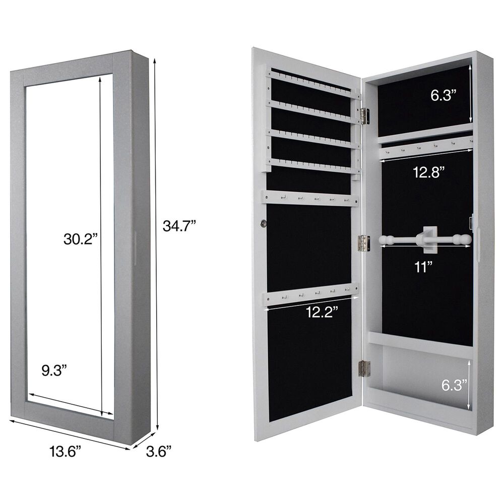 Baxton Studio Pontus Jewelry Armoire with Mirror in Black NFM